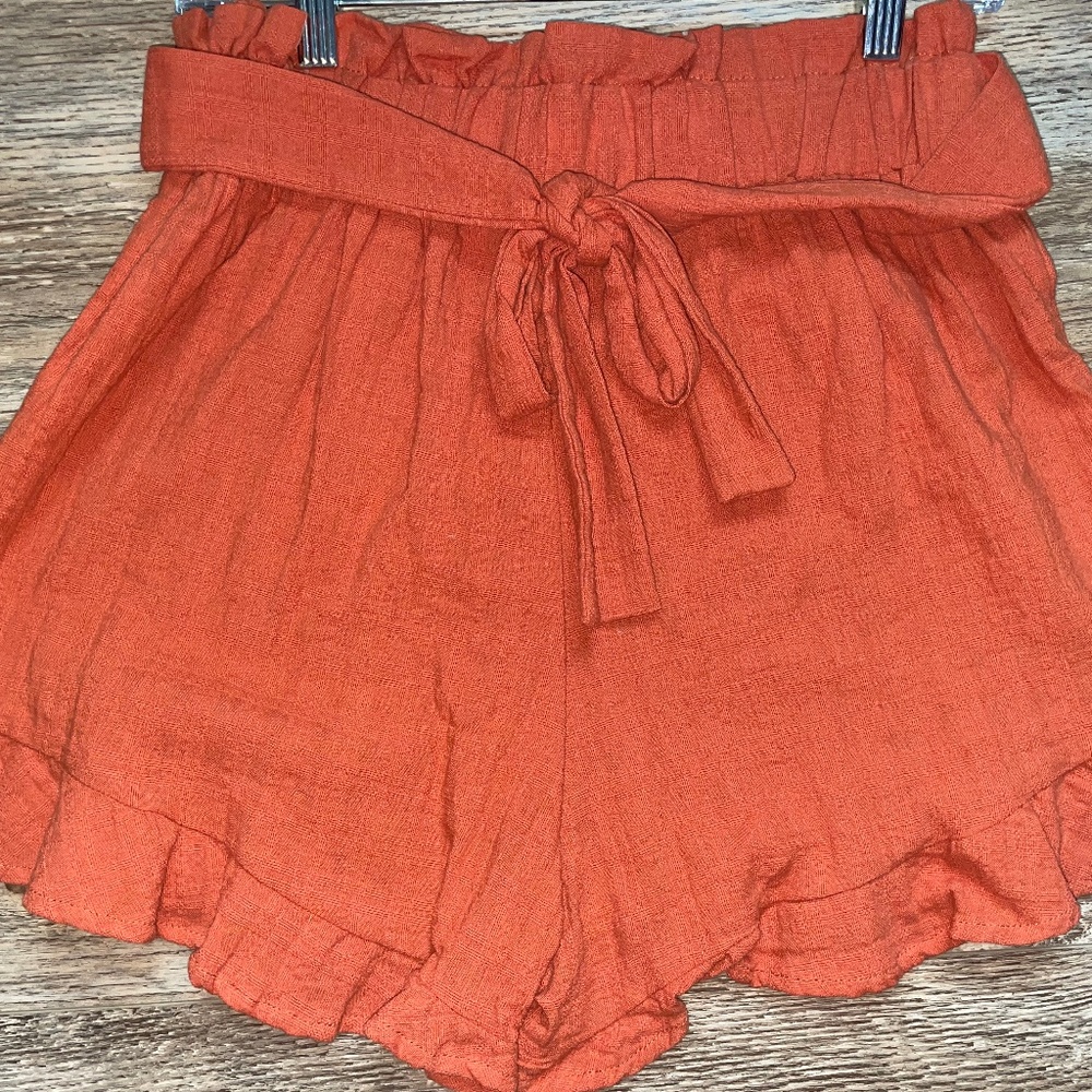 Orange Linen “PaperBag” shorts